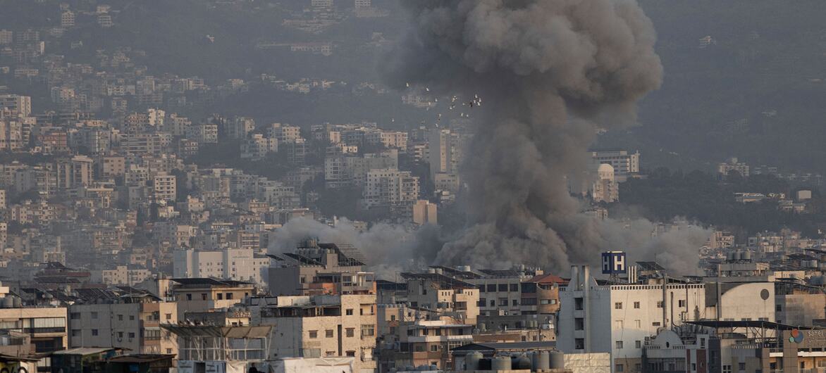 Smoke rises after an airstrike in a southern suburb of Beirut, the Lebanese capital. Smoke rises after an airstrike in a southern suburb of Beirut, the Lebanese capital.