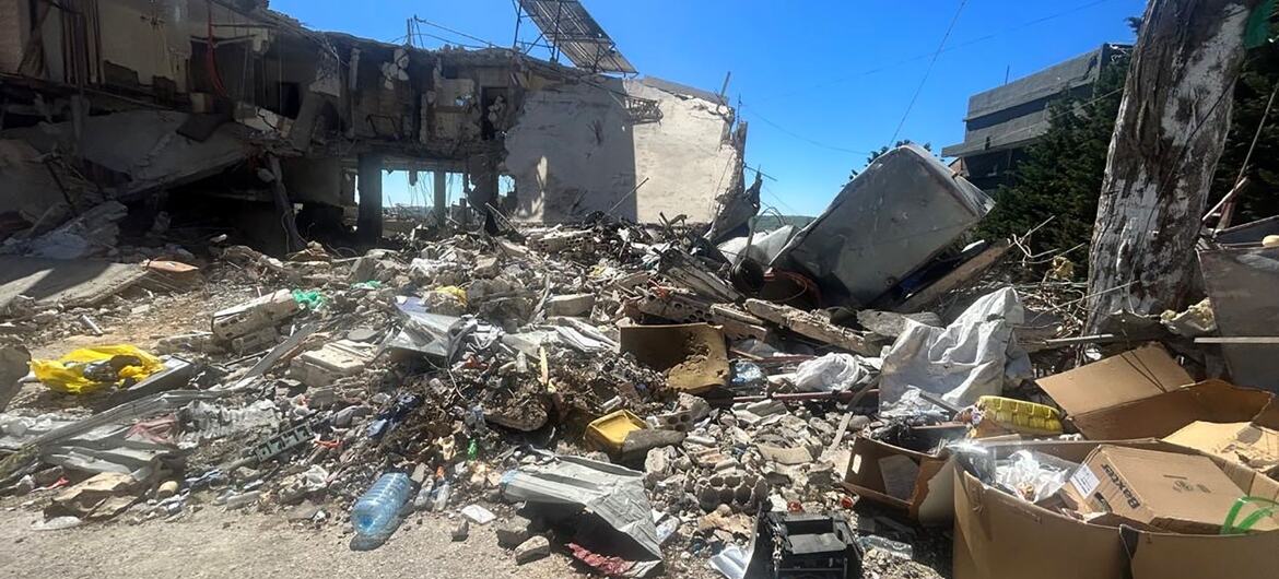 A building lies in ruins in southern Lebanon.