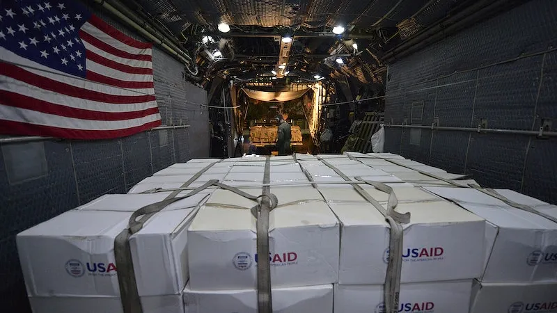 Picture of USAID shipping in cargo hold