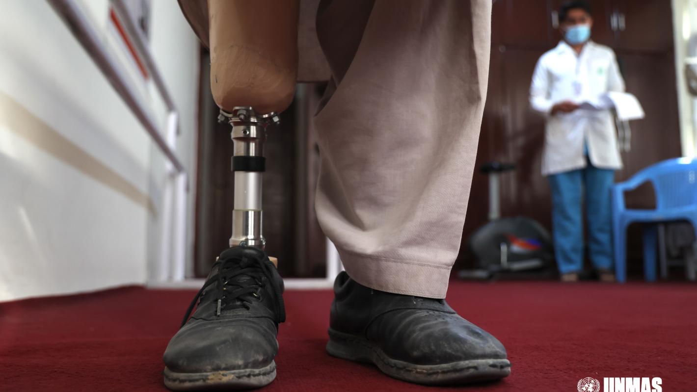 An Afghan man at a center for PwD in Kabul