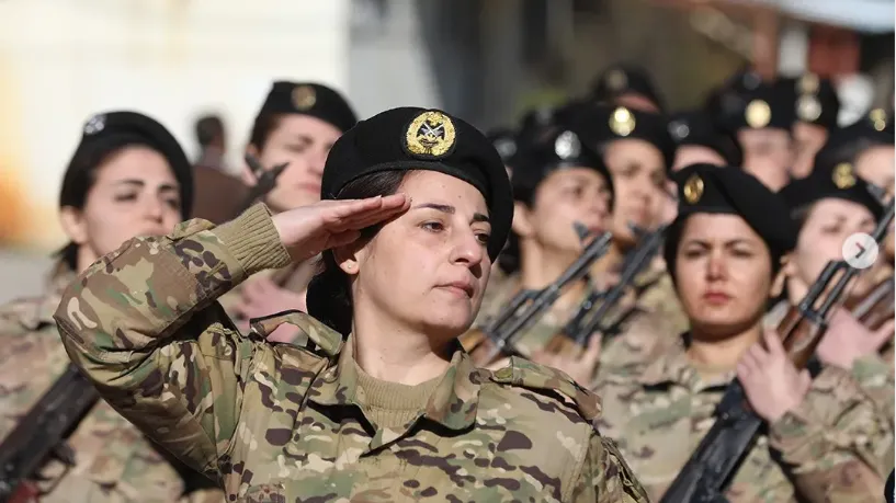Lebanese Armed Forces female officers at military parade  