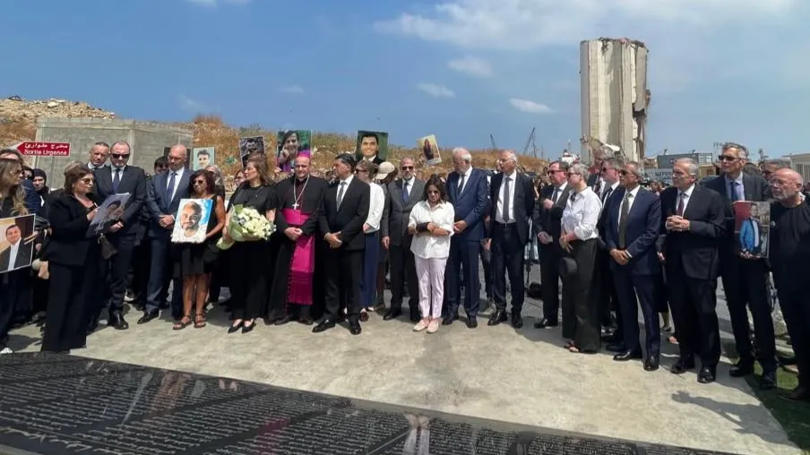 A minute of silence observed at the Port of Beirut A minute of silence observed at the Port of Beirut