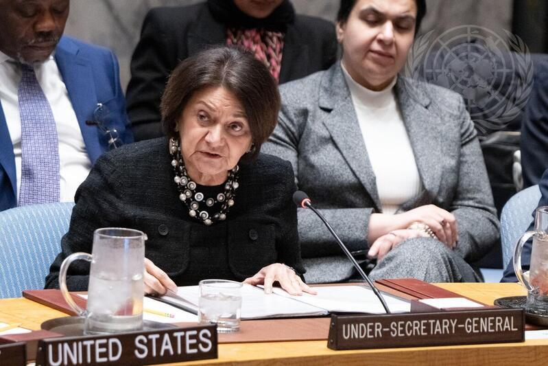 UN political chief Rosemary DiCarlo reiterates before the Security Council call for full unconditional ceasefire in Ukraine UN Under-Secretary-General Rosemary DiCarlo addressing the Security Council regarding Ukraine