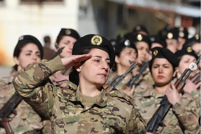 Lebanese Armed Forces female officers at military parade  