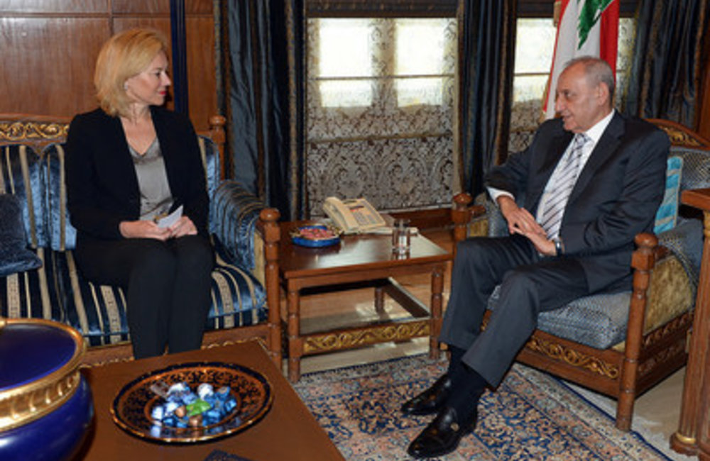 U.N. Special Coordinator Sigrid Kaag with the  Speaker of the House Nabih Berri(10 03 15)