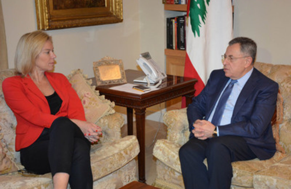 Fouad Siniora welcomed at his office the United Nations Special Coordinator for Lebanon Sigrid Kaag (25 04 2015)